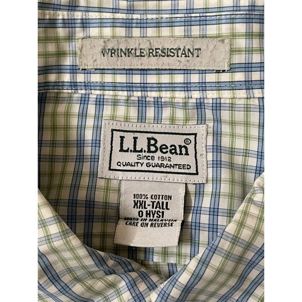 L.L.Bean Mens‎ XXL Tall Wrinkle Resistant Short Sleeve Plaid Button Down Shirt - Picture 5 of 8